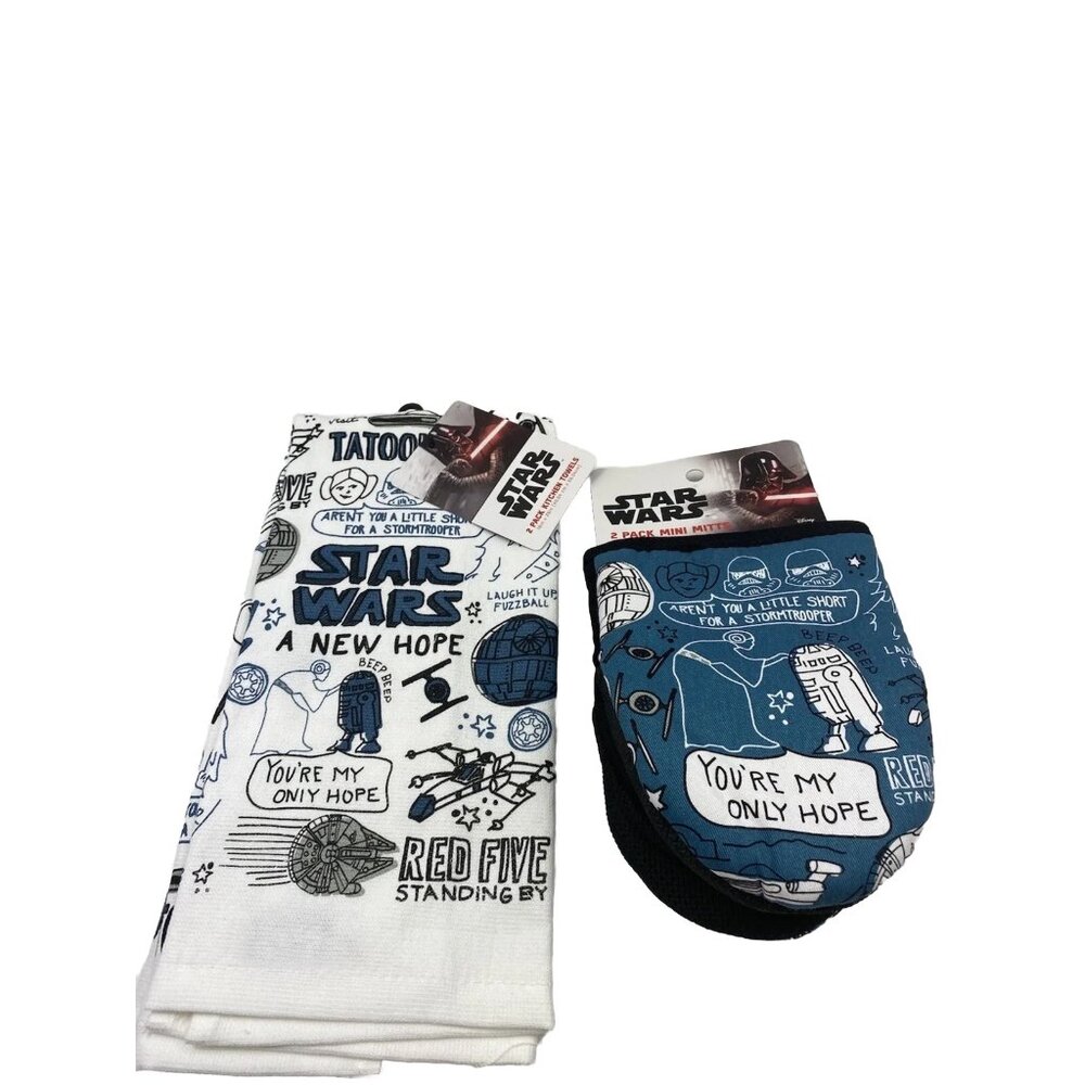 star wars kitchen towels and star wars oven mitts set Brand New.